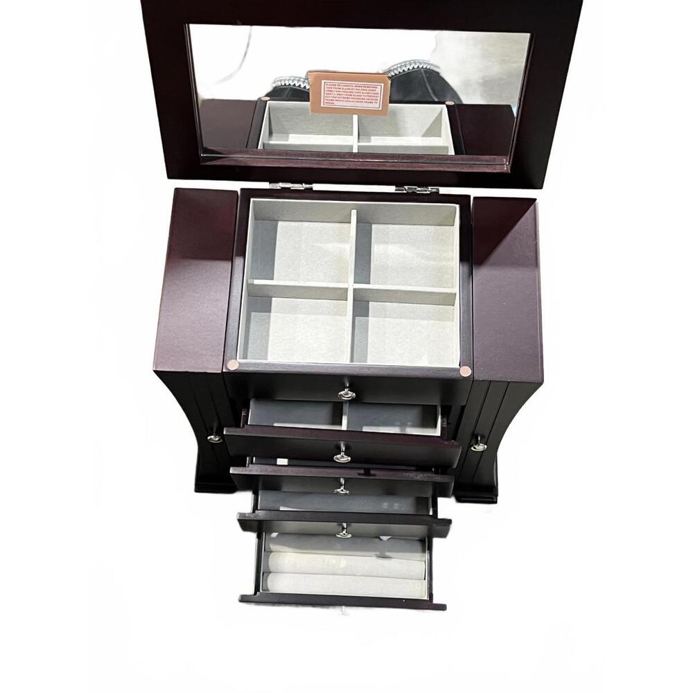 Mahogany Matte Finish Poplar Veneer Opening Sides Jewelry Box
